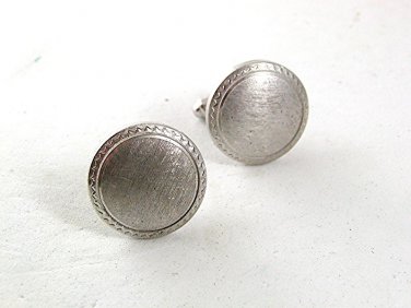 Vintage Brushed Silvertone Cufflinks By HAYWARD 82217