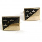 Vintage 1960's Goldtone Black Cufflnks By SWANK 92017