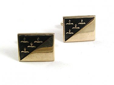 Vintage 1960's Goldtone Black Cufflnks By SWANK 92017