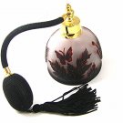 Gold Tone Orange & Black Art Glass Butterfly Perfume Bottle & Atomizer 1117
