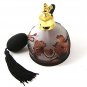 Gold Tone Orange & Black Art Glass Butterfly Perfume Bottle & Atomizer 1117