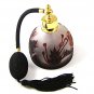 Gold Tone Orange & Black Art Glass Butterfly Perfume Bottle & Atomizer 1117