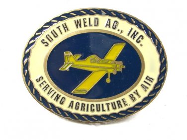 South Weld Ag Serving Agriculture By Air Belt Buckle by CD HIT Made In U.S.A.