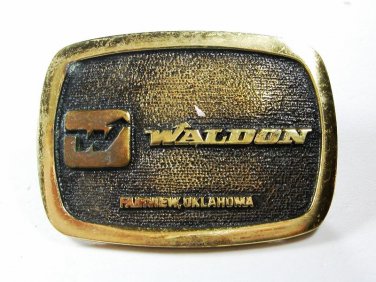 1978 Waldon Fairview Oklahoma Brass Belt Buckle by BTS Made In USA. 112015