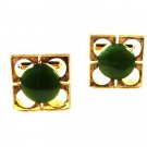 Vintage Goldtone & Green Cufflinks Unbranded 42116a