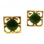Vintage Goldtone & Green Cufflinks Unbranded 42116a