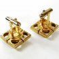 Vintage Goldtone & Green Cufflinks Unbranded 42116a