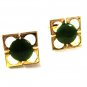 Vintage Goldtone & Green Cufflinks Unbranded 42116a
