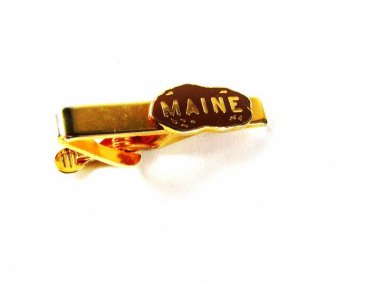 Goldtone Red Enameled Maine Tie Clasp By KINNEY CO 41116