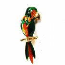 Vintage 1950's-60's Gold Tone & Green Parrot Brooch 8416