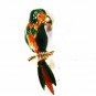 Vintage 1950's-60's Gold Tone & Green Parrot Brooch 8416