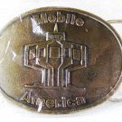 Solid Brass Mobile America Belt Buckle by Siskiyou 22816 Mint In Plastic