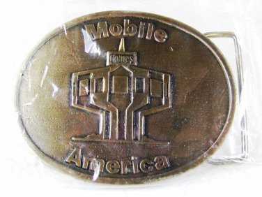 Solid Brass Mobile America Belt Buckle by Siskiyou 22816 Mint In Plastic