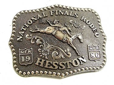 1986 Hesston National Finals Rodeo Bareback Riding Belt Buckle