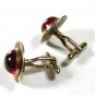 1950's - 1970's Goldtone & Red  Round Cufflinks Unbranded 93015