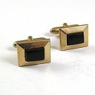 Vintage 1960's Goldtone & Black Cufflinks By SWANK 10217