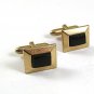 Vintage 1960's Goldtone & Black Cufflinks By SWANK 10217