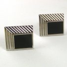 Vintage Silvertone & Black Cufflinks By SPEIDEL 51917