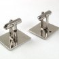 Vintage Silvertone & Black Cufflinks By SPEIDEL 51917