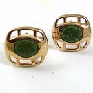 Vintage Goldtone & Green Cufflinks 4317