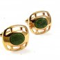 Vintage Goldtone & Green Cufflinks 4317