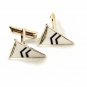 Sterling Silver White Black Pennant Cufflinks Unbranded 32216