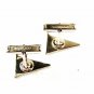 Sterling Silver White Black Pennant Cufflinks Unbranded 32216