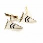 Sterling Silver White Black Pennant Cufflinks Unbranded 32216