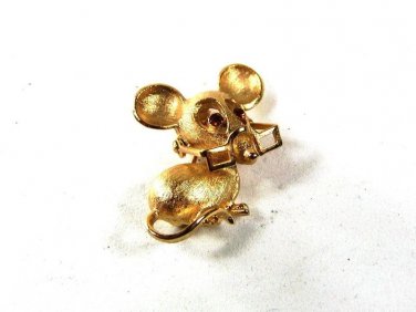 Gold Tone Cute Mouse w/ Glasses Brooch By AVON 8416
