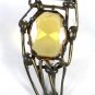 Handmade Deco Brassy & Amber Rhinestone Brooch Unbranded 91115