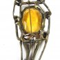 Handmade Deco Brassy & Amber Rhinestone Brooch Unbranded 91115