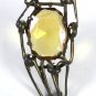 Handmade Deco Brassy & Amber Rhinestone Brooch Unbranded 91115