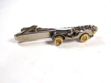 Odd 3D Silvertone Jalopy Car Tie Clasp Unbranded.101615