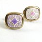 Vintage Goldtone Sparkly White Purple Cufflinks 101817