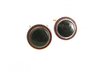 Vintage Goldtone Black Red Cufflinks By CHRISTIAN DIOR DESTINO  6217