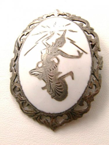 Vintage Sterling Neillo Siam Dancer Lady Ladies Brooch ab