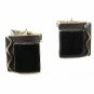 Vintage Sterling Silver & Black Snake ??? Cufflinks PAT 2472958 81016