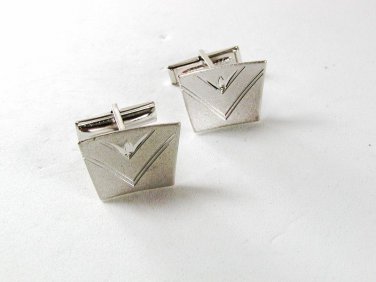 Vintage Chevron V Sterling Silver Cufflinks Unbranded 3816
