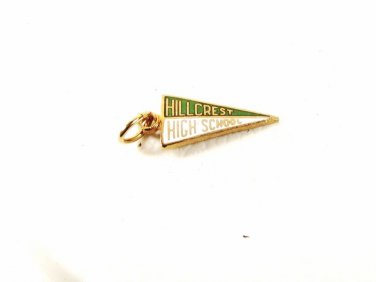 1960's / 70's Green White Hillcrest High School Charm by KINNEY 32116