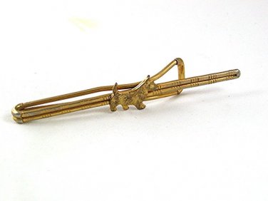 1930's - 40's Goldtone FDR's Roosevelts Scotty Dog Tie Clasp 53117