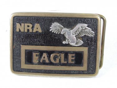 Vintage NRA Silver Eagle Brass Dress Belt Buckle Unbranded 11816