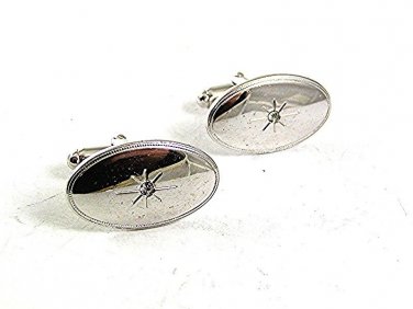 Vintage Silvertone Rhinestones Cufflinks By ANSON 102417