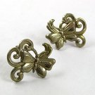 1950's Silver Tone Butterfly Screw Back Earrings 21617