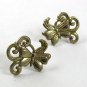 1950's Silver Tone Butterfly Screw Back Earrings 21617