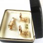 Vintage Goldtone & White Cufflinks & Tie Clasp By SWANK In Box 31816