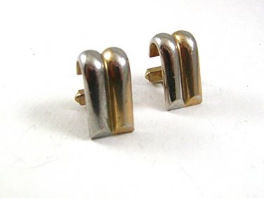 Vintage Silvertone Goldtone Cufflinks By SWANK 12417