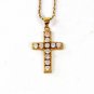 Gold Tone & Sparkly Rhinestones Cross with 16" Chain By MI 62016