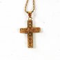 Gold Tone & Sparkly Rhinestones Cross with 16" Chain By MI 62016