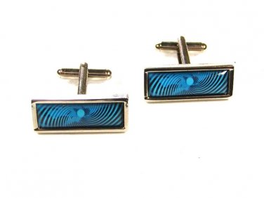 Great Lookiing Dressy Silvertone & Blue Cufflinks Unbranded 101515