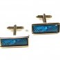 Great Lookiing Dressy Silvertone & Blue Cufflinks Unbranded 101515